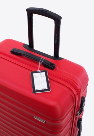 Nagyméretű bőrönd poggyászcímkével, piros, 56-3A-313-35Z, Fénykép 1