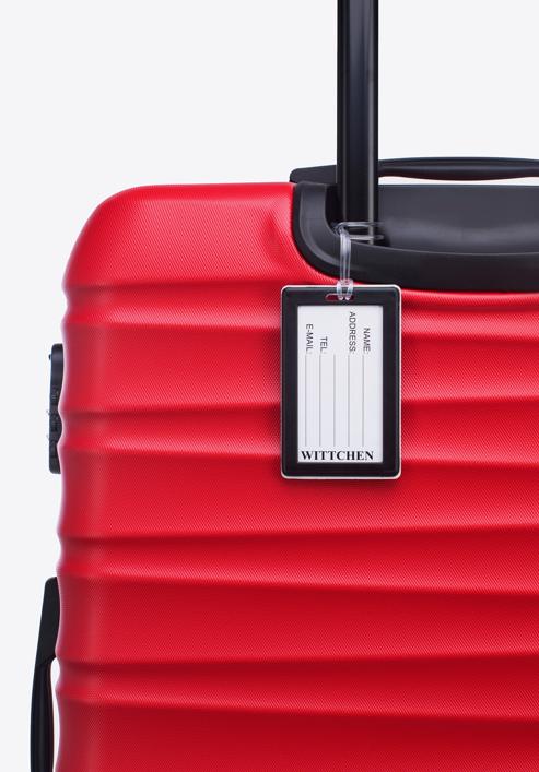 Nagyméretű bőrönd poggyászcímkével, piros, 56-3A-313-35Z, Fénykép 3