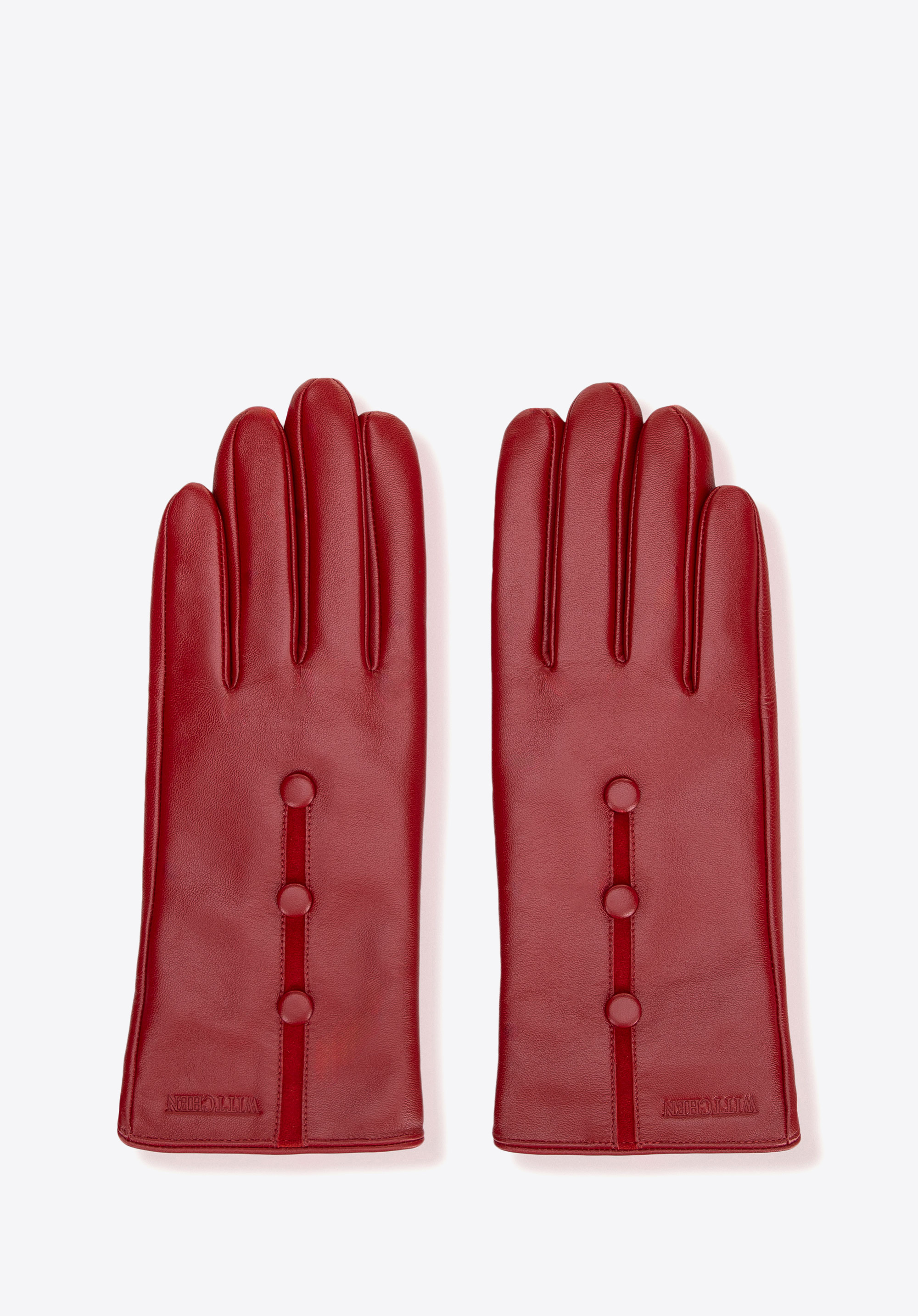 Női bélelt bőrkesztyű, piros, 39-6A-049-3-L, Fénykép 1