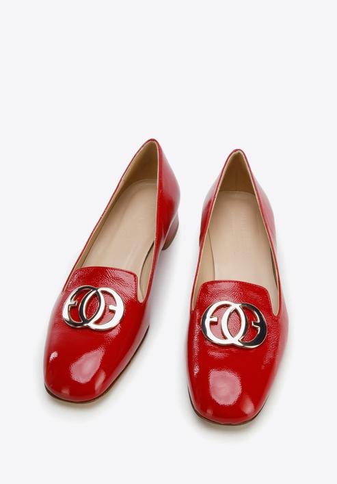 Női lakkbőr cipő dupla gyűrűvel, piros, 96-D-104-9-36, Fénykép 2