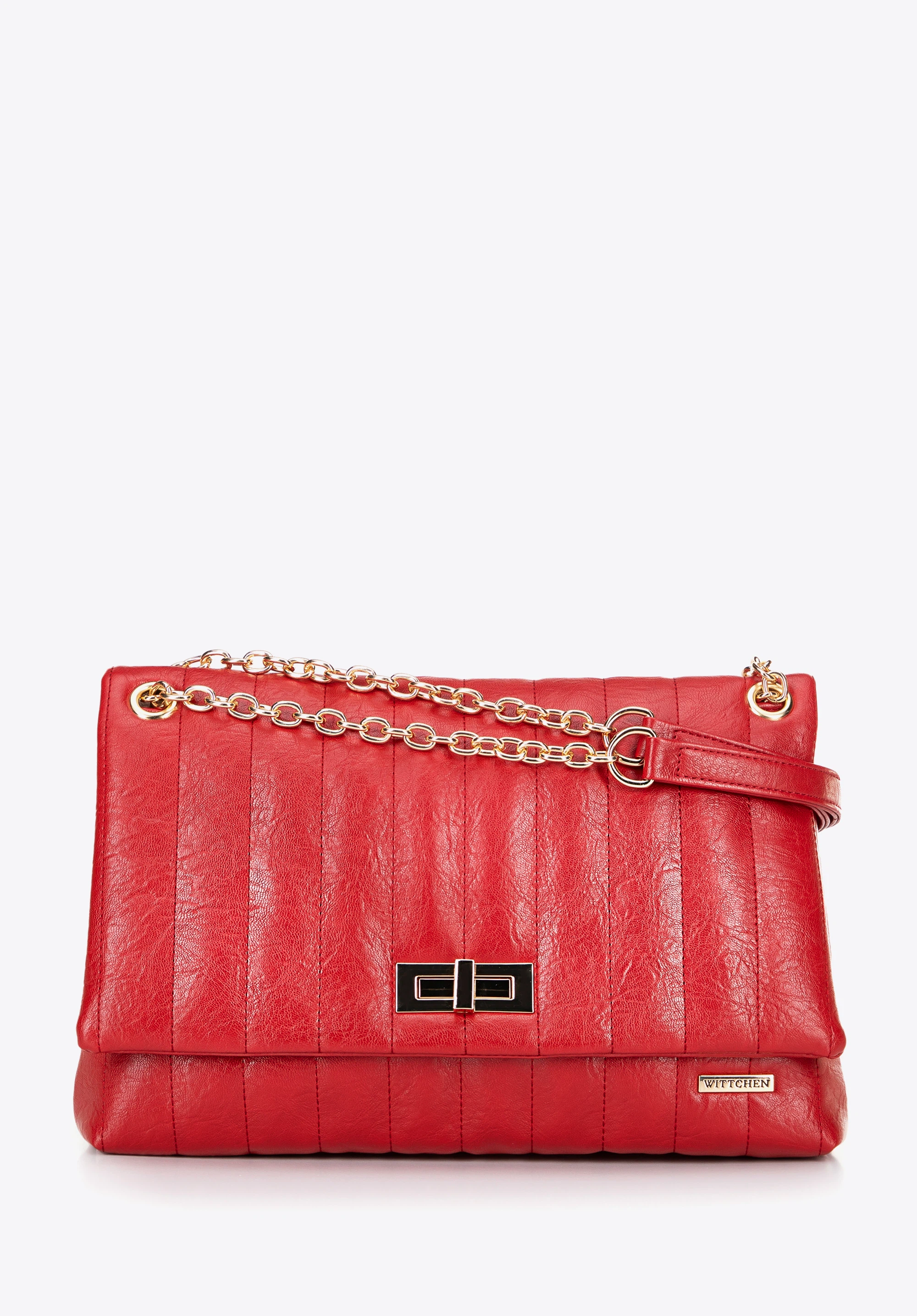 Női nagyméretű ökobőr crossbody táska, piros, 100-4Y-418-3, Fénykép 1