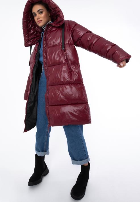 Női oversize steppelt kabát, piros, 97-9D-403-3-2XL, Fénykép 3