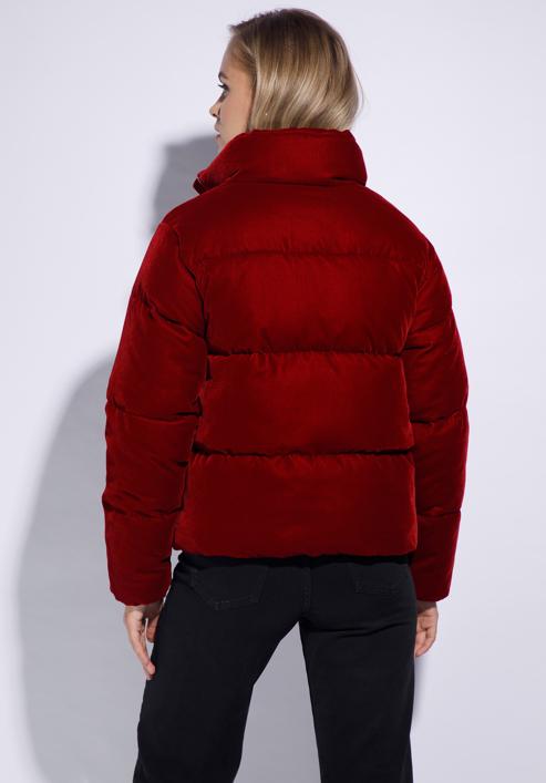 Női steppelt kabát ökovelúrból, piros, 95-9D-404-3-M, Fénykép 4