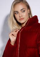 Női steppelt kabát ökovelúrból, piros, 95-9D-404-3-L, Fénykép 5
