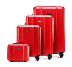 Polikarbonát bőrönd készlet függőleges barázdákkal, piros, 56-3P-71K-35, Fénykép 1