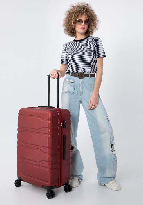 Polikarbonát nagy bőrönd, piros, 56-3P-983-91, Fénykép 15
