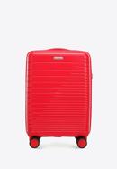 Polipropilén kabinbőrönd fényes csíkokkal, piros, 56-3T-161-86, Fénykép 1