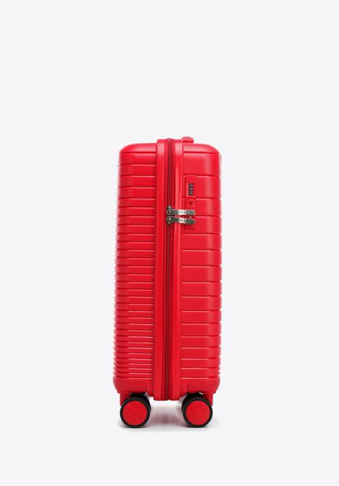 Polipropilén kabinbőrönd fényes csíkokkal, piros, 56-3T-161-86, Fénykép 2