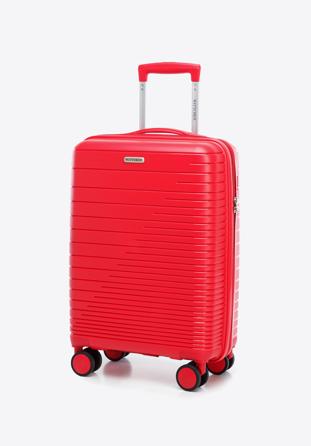 Polipropilén kabinbőrönd fényes csíkokkal, piros, 56-3T-161-35, Fénykép 1