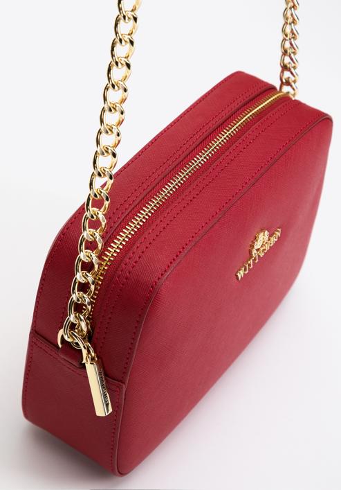 Saffiano bőr láncos crossbody táska, piros, 29-4E-019-P, Fénykép 4