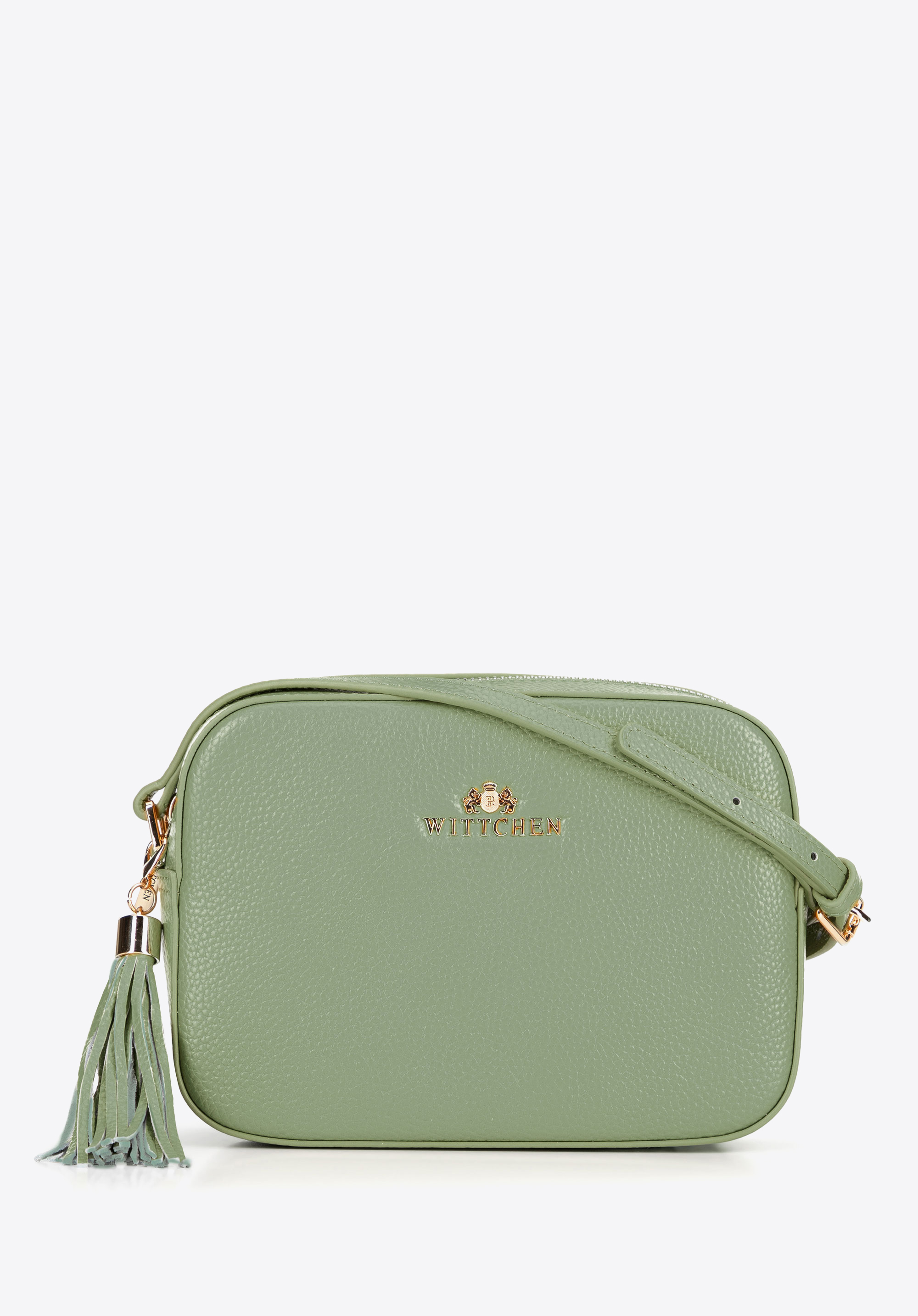 Kožená crossbody kabelka ve tvaru krabice, pistáciová, 29-4E-014-ZZ, Obrázek 1