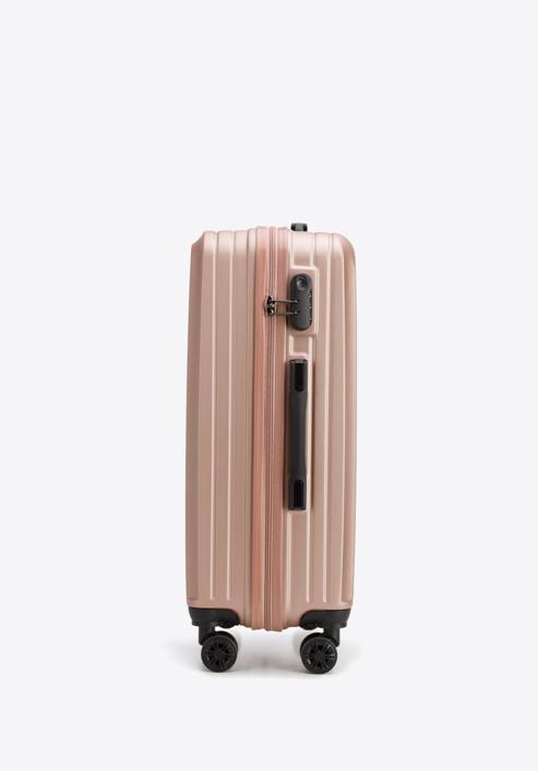 Közepes méretű bőrönd ABS-ből átlós vonalakkal, por rózsaszín, 56-3A-742-10, Fénykép 2
