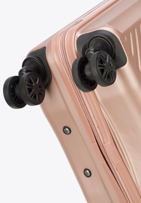 Nagy bőrönd ABS-ből átlós vonalakkal, por rózsaszín, 56-3A-743-80, Fénykép 6