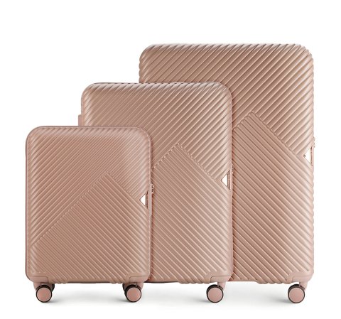 Bőröndszettek, por rózsaszín, 56-3P-84S-88, Fénykép 1
