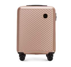 Kabinbőrönd ABS-ből átlós vonalakkal, por rózsaszín, 56-3A-741-34, Fénykép 1