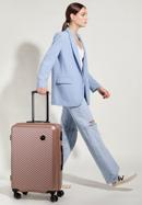 Közepes méretű bőrönd ABS-ből átlós vonalakkal, por rózsaszín, 56-3A-742-10, Fénykép 15