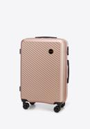 Közepes méretű bőrönd ABS-ből átlós vonalakkal, por rózsaszín, 56-3A-742-10, Fénykép 4