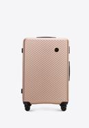 Nagy bőrönd ABS-ből átlós vonalakkal, por rózsaszín, 56-3A-743-80, Fénykép 1