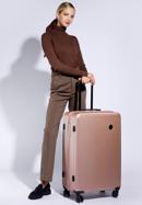 Nagy bőrönd ABS-ből átlós vonalakkal, por rózsaszín, 56-3A-743-80, Fénykép 15