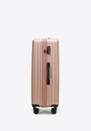 Nagy bőrönd ABS-ből átlós vonalakkal, por rózsaszín, 56-3A-743-80, Fénykép 2