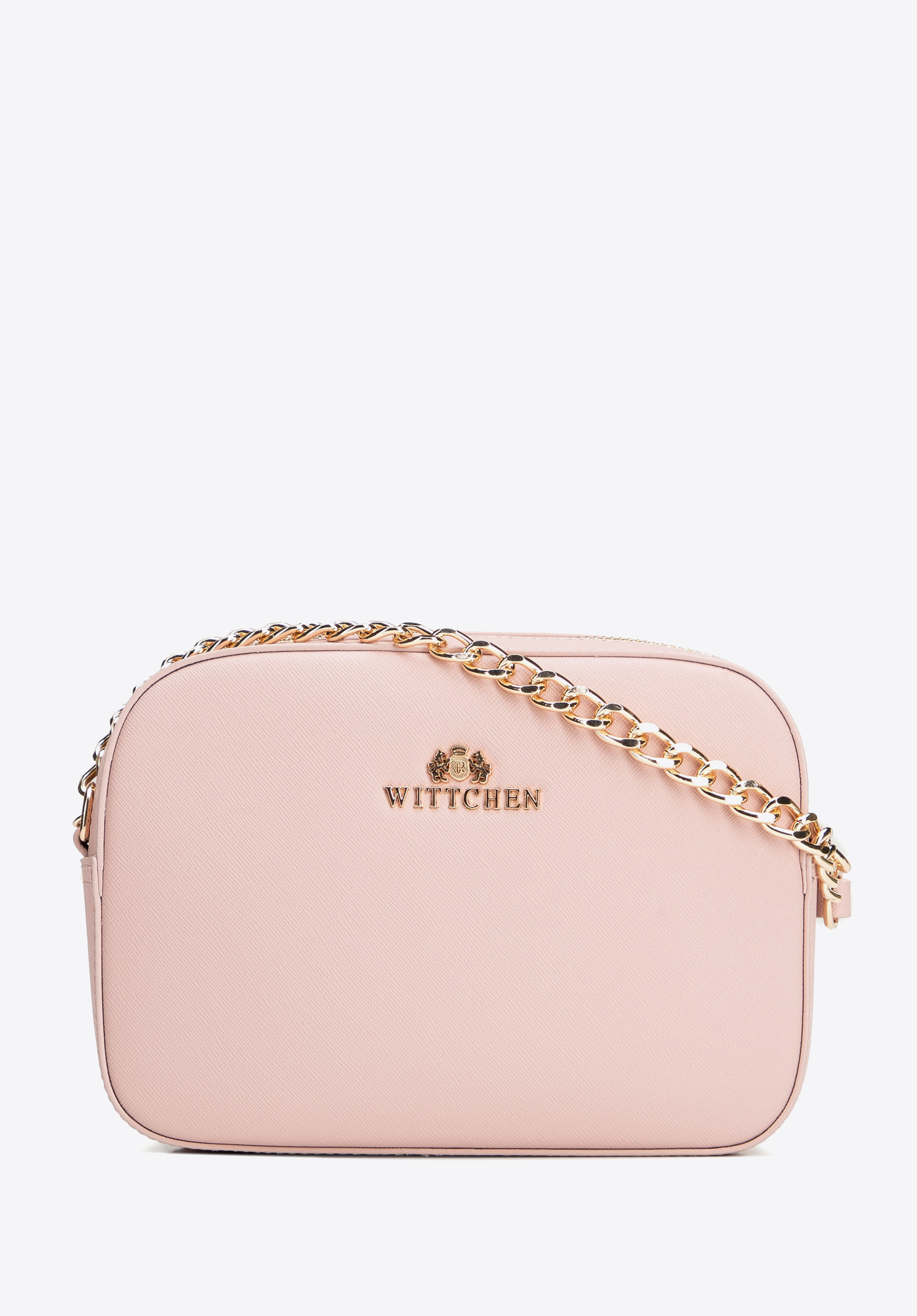 Saffiano bőr láncos crossbody táska, por rózsaszín, 29-4E-019-PP, Fénykép 1