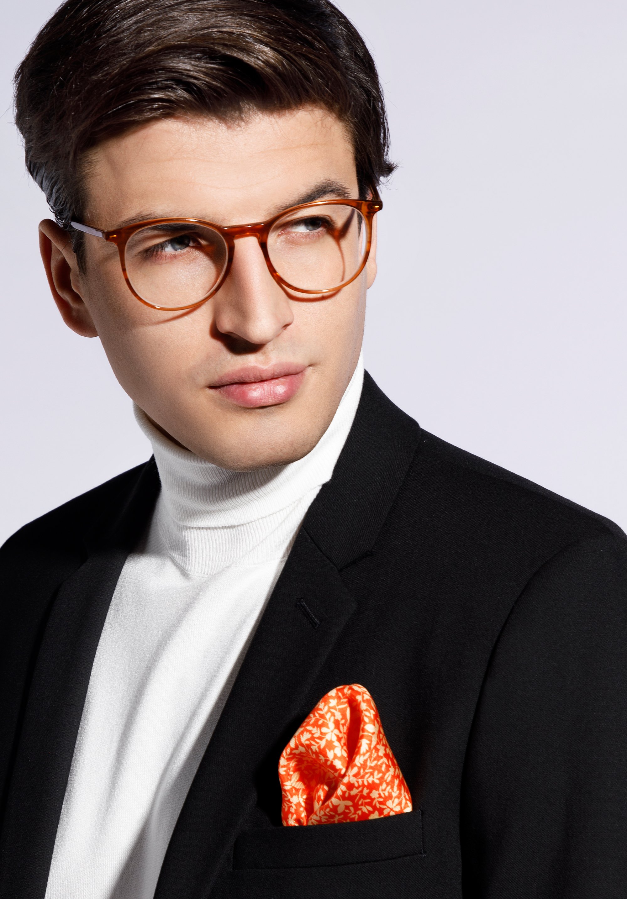 Batistă de buzunar din mătase cu model, portocaliu - galben, 96-7P-001-X20, Fotografie 1