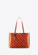 Geantă shopper din piele lucioasă cu monogramă, portocaliu, 34-4-098-6L, Fotografie 2