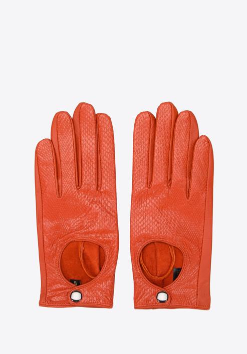 Mănuși de damă din piele de mașină, clasice, portocaliu, 46-6A-002-1-S, Fotografie 3