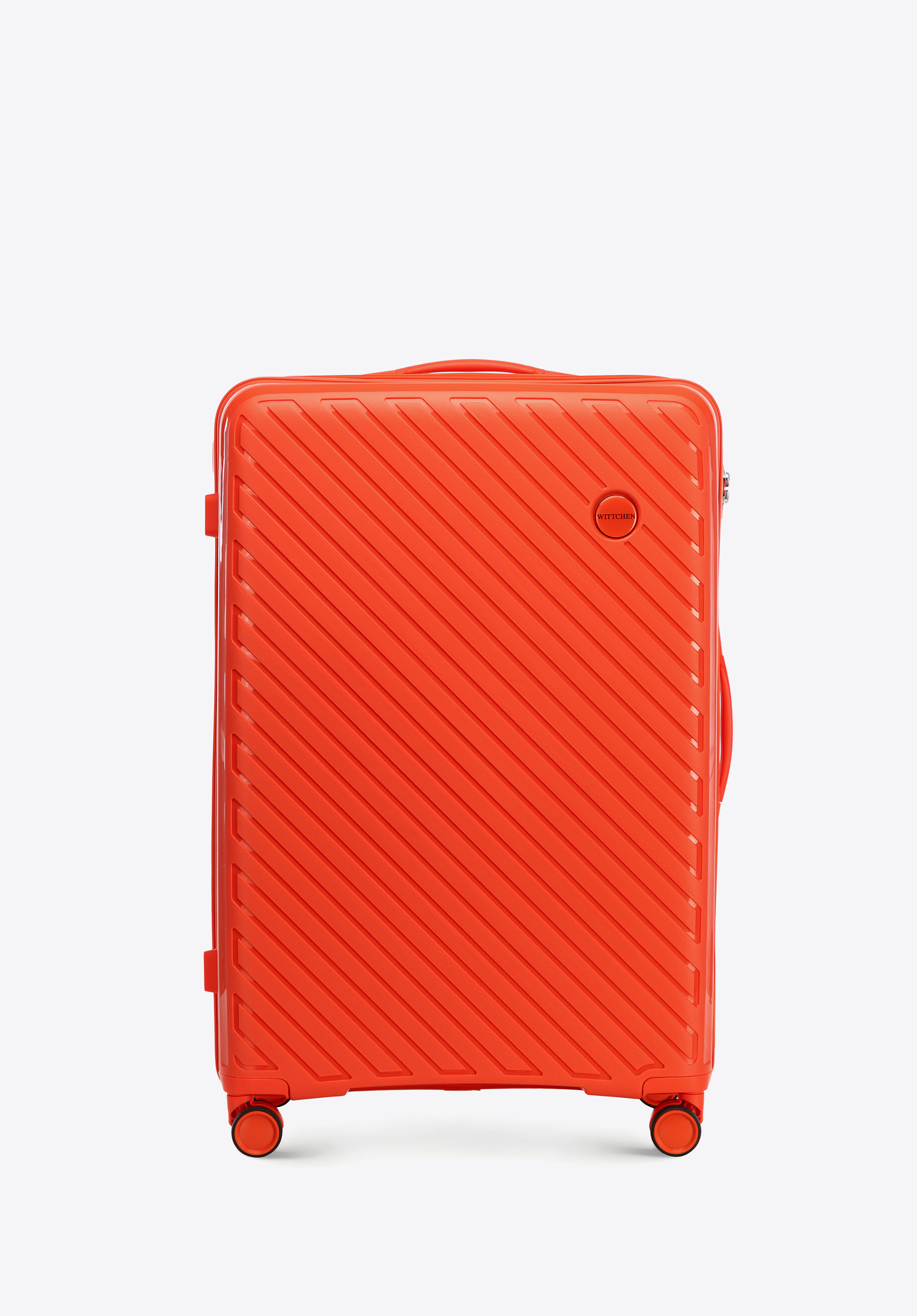 Valiză mare din polipropilenă cu dungi în relief, portocaliu, 56-3T-203-50, Fotografie 1