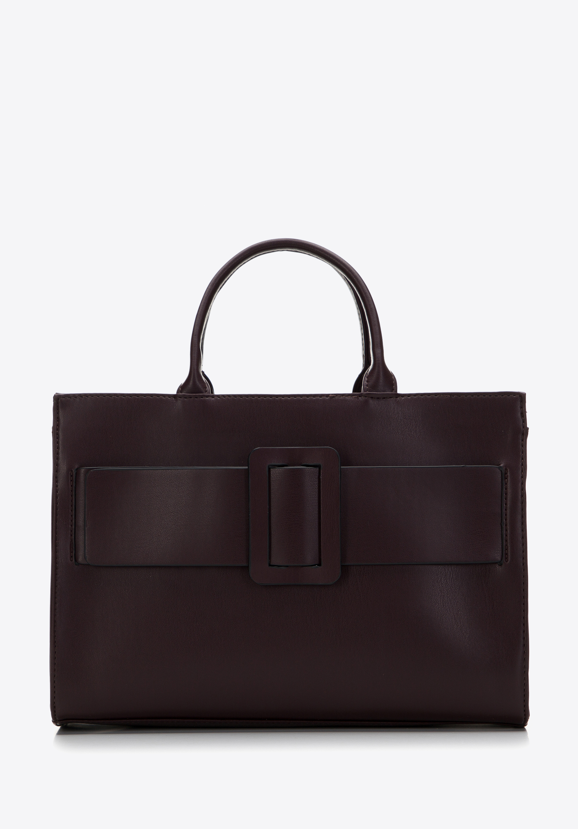 Geantă tote din piele Faxu cu cataramă geometrică