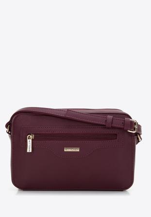 Geantă crossbody din piele artificială pentru femei cu textură saffiano, prună, 97-4Y-519-F, Fotografie 1