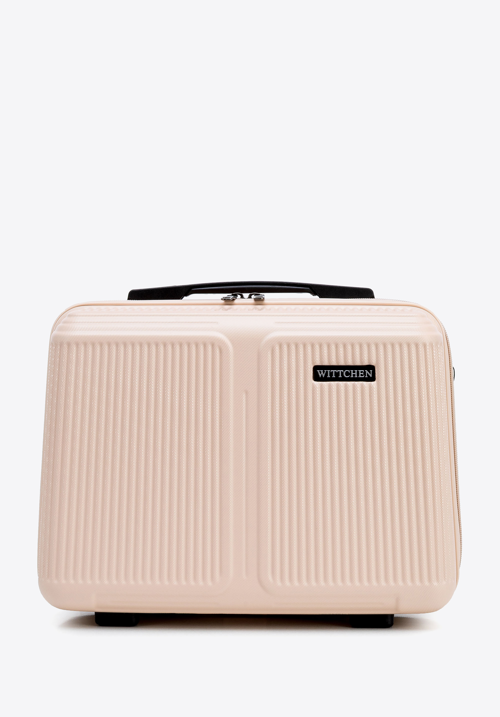 Gestreifte Kosmetiktasche aus ABS, puderrosa, 56-3A-604-34P, Bild 1