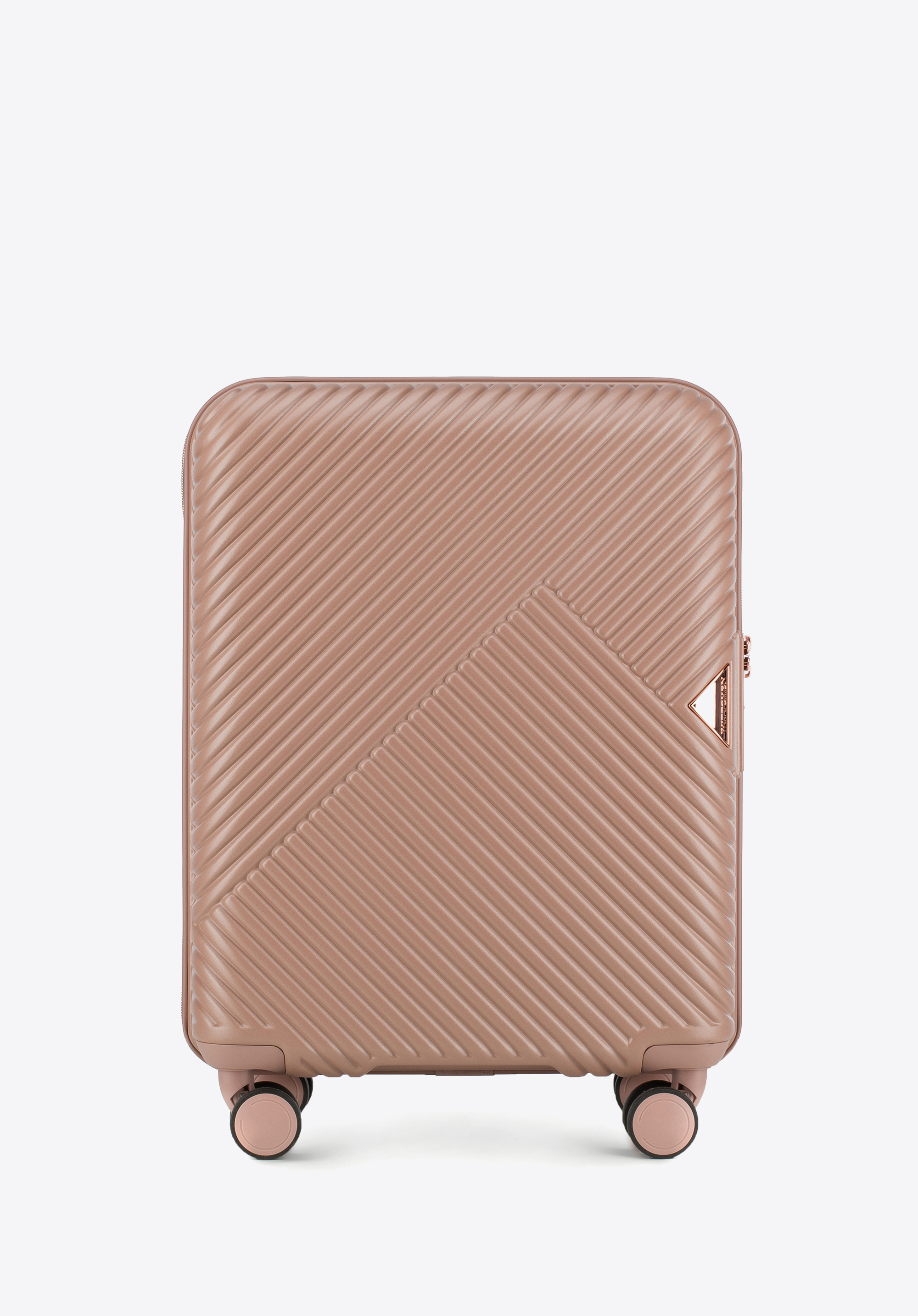 Kabinenkoffer und Kosmetikkoffer aus Polycarbonat mit Streifenmuster, puderrosa, 56-3P-841-77K, Bild 1