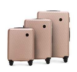 Kofferset aus ABS mit diagonalen Streifen, puderrosa, 56-3A-74S-34, Bild 1