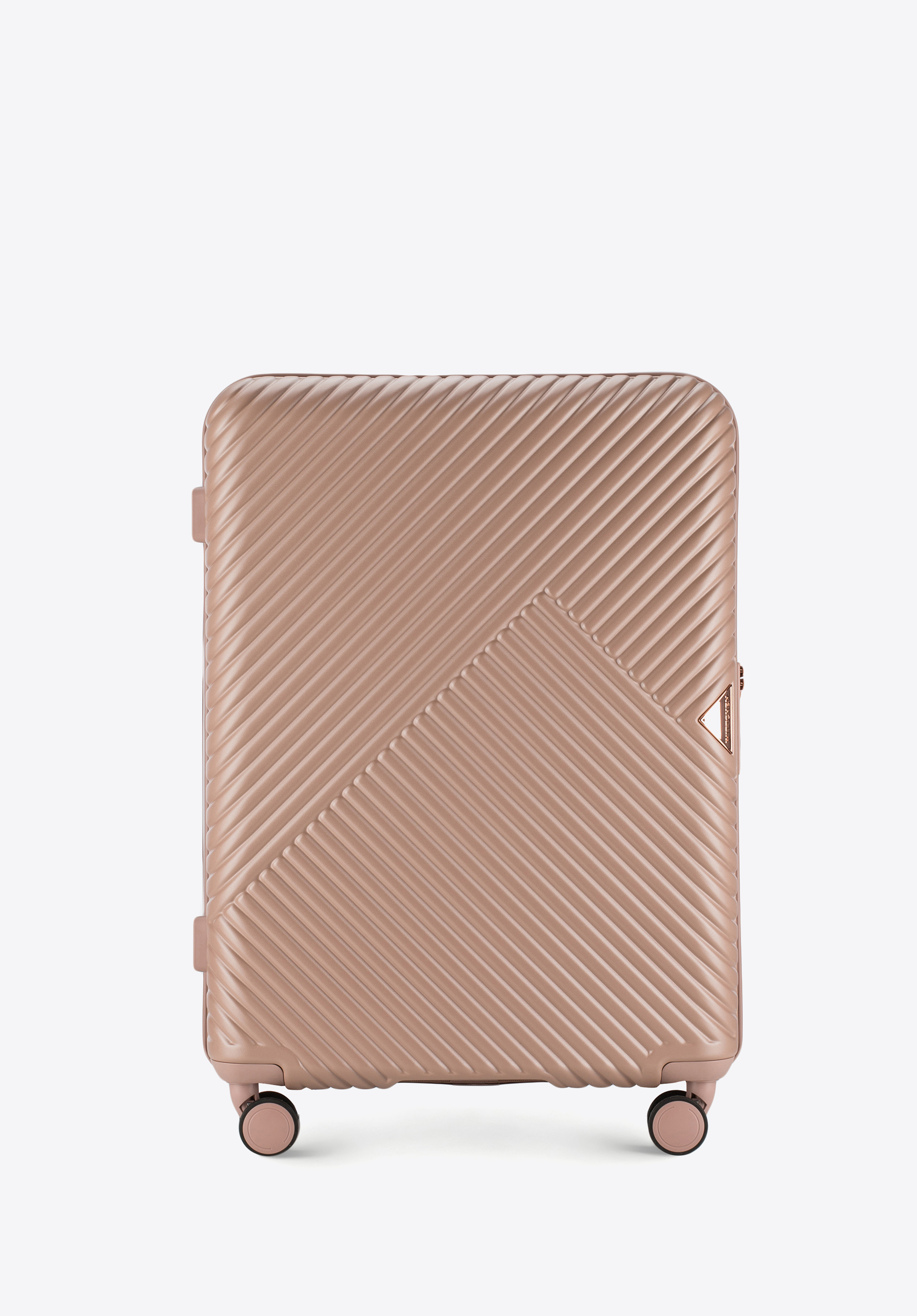 Mittelgroßer Koffer und Kosmetikkoffer aus Polycarbonat mit Streifenmuster, puderrosa, 56-3P-842-77K, Bild 1