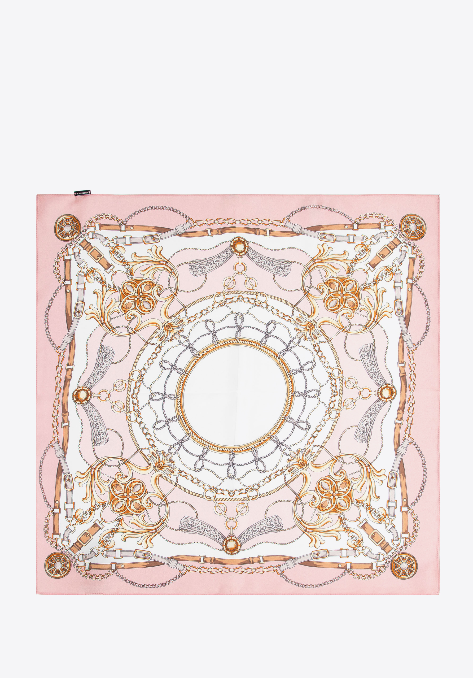 Seidenschal für Damen mit dekorativem Aufdruck, puderrosa, 103-7D-S01-X1, Bild 1