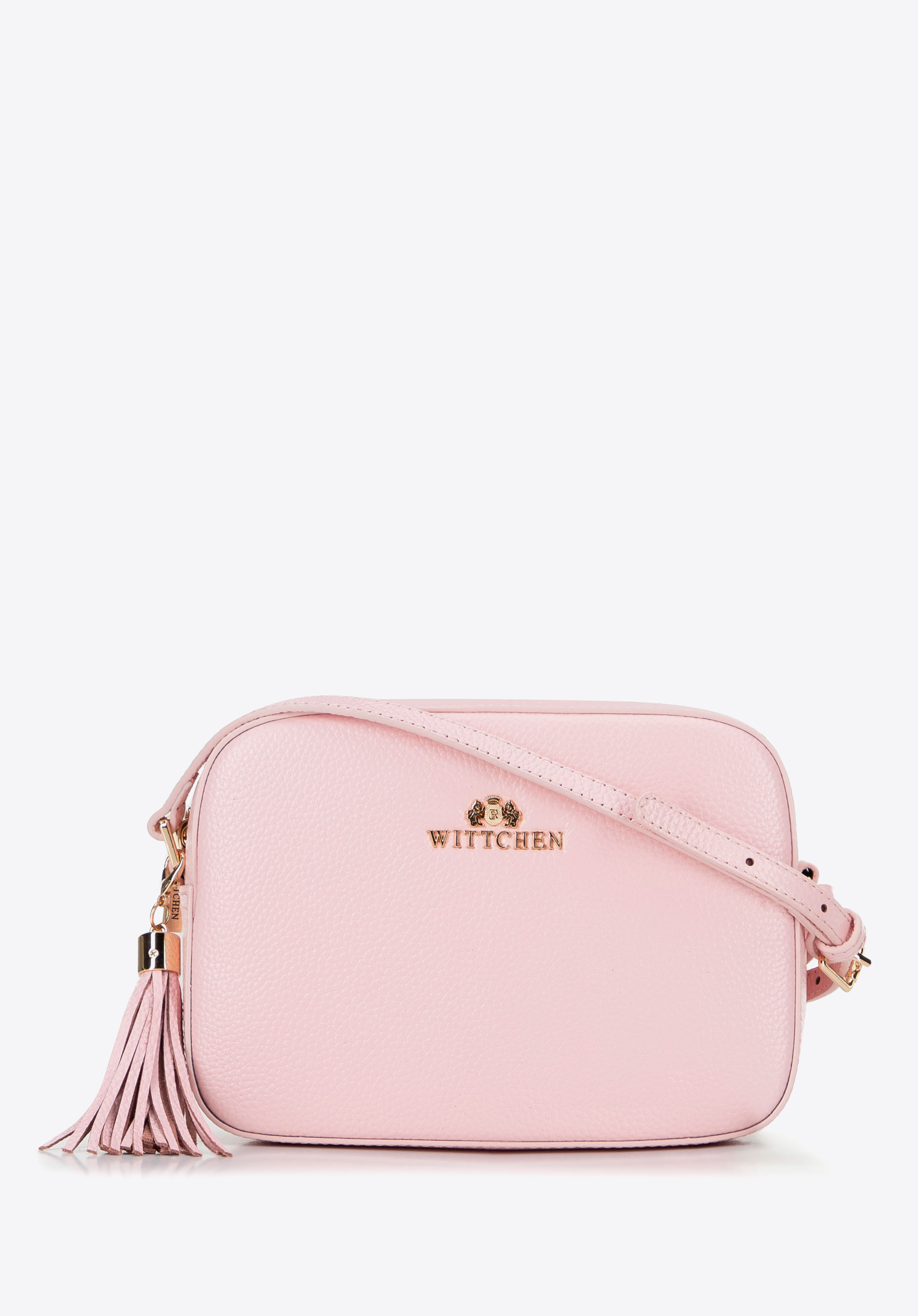 Kožená crossbody kabelka ve tvaru krabice, púdrová ružová, 29-4E-014-P, Obrázek 1