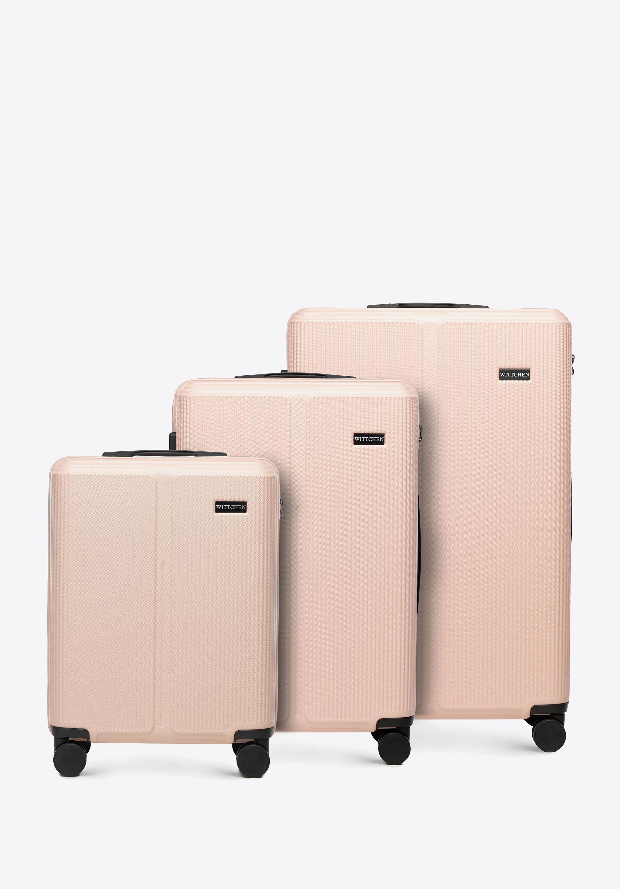 Sada zavazadel z pruhovaného ABS materiálu, púdrová ružová, 56-3A-60S-34P, Obrázek 1