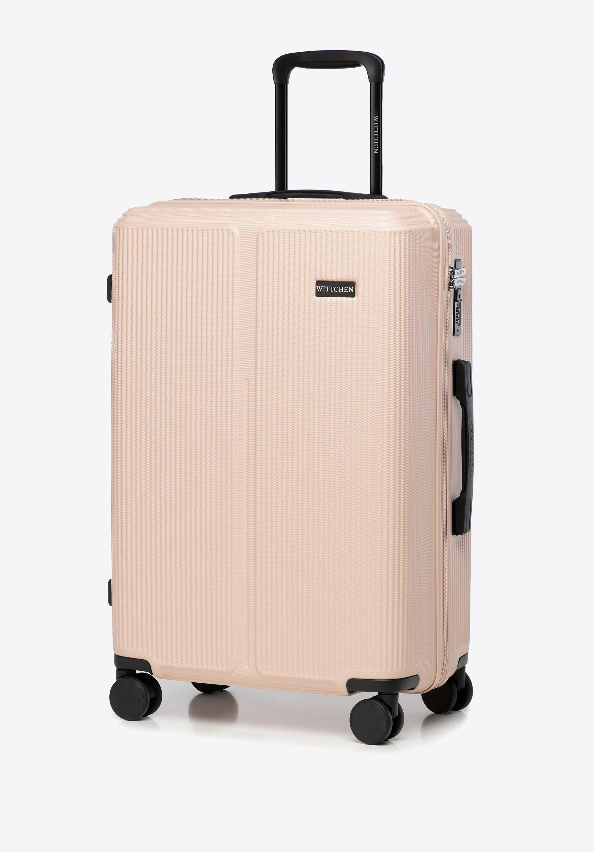 Sada zavazadel z pruhovaného ABS materiálu, púdrová ružová, 56-3A-60S-34P, Obrázek 1