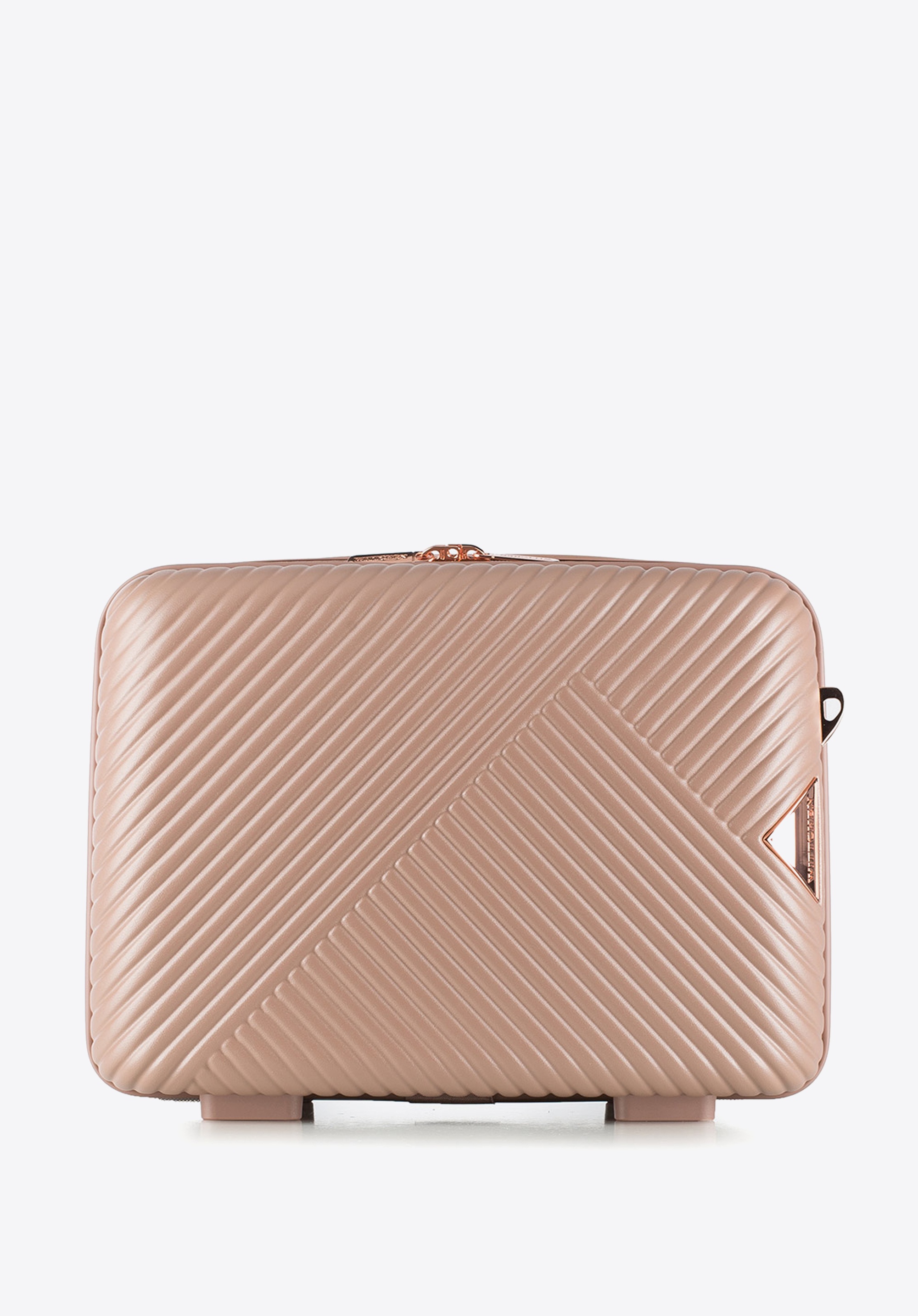 Cestovná kozmetická taška z polykarbonátu s prúžkami, púdrovo-ružová, 56-3P-844-77, Obrázok 1