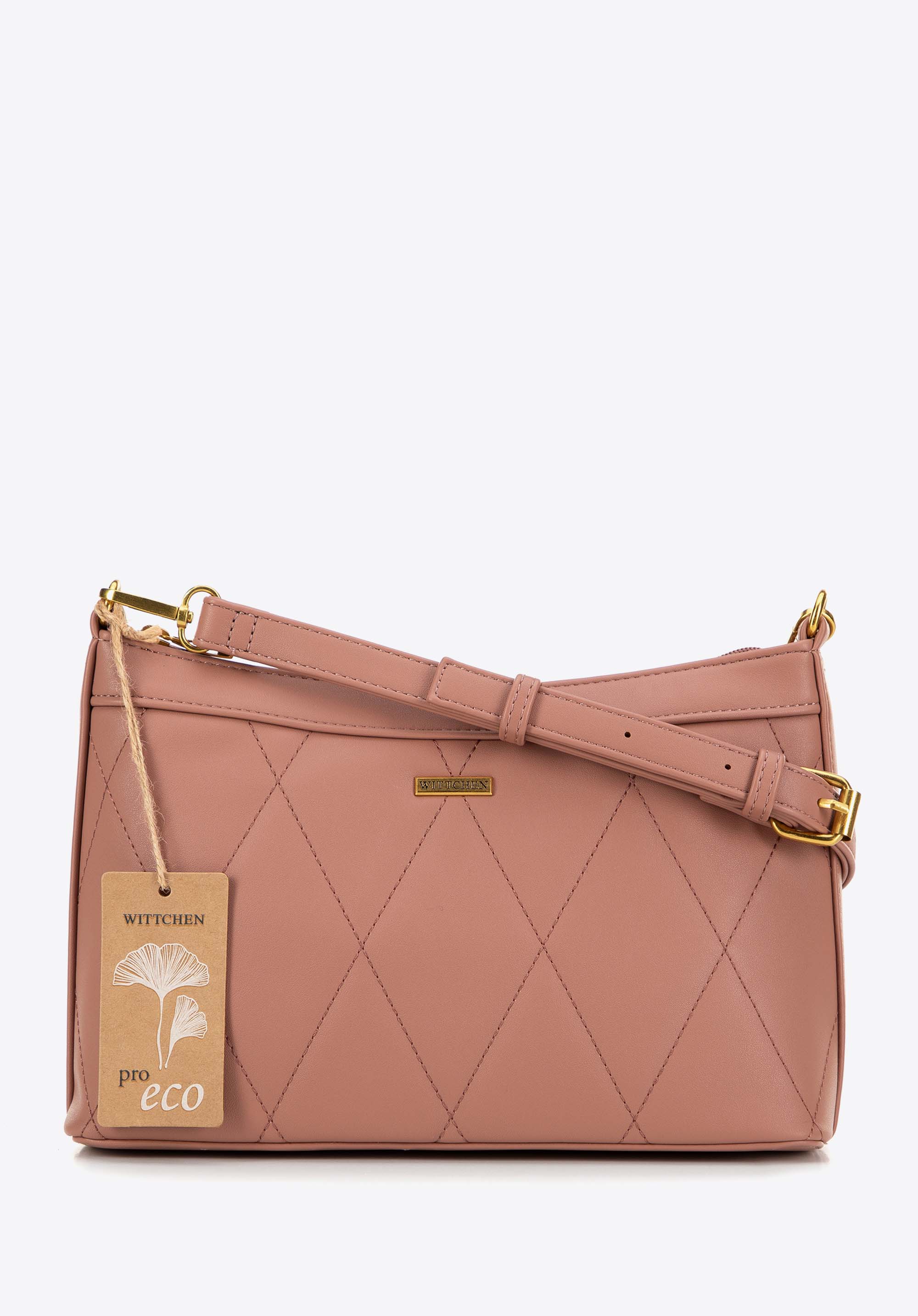 Baguette-Tasche aus genähtem Öko-Leder, rosa, 99-4Y-210-P, Bild 1