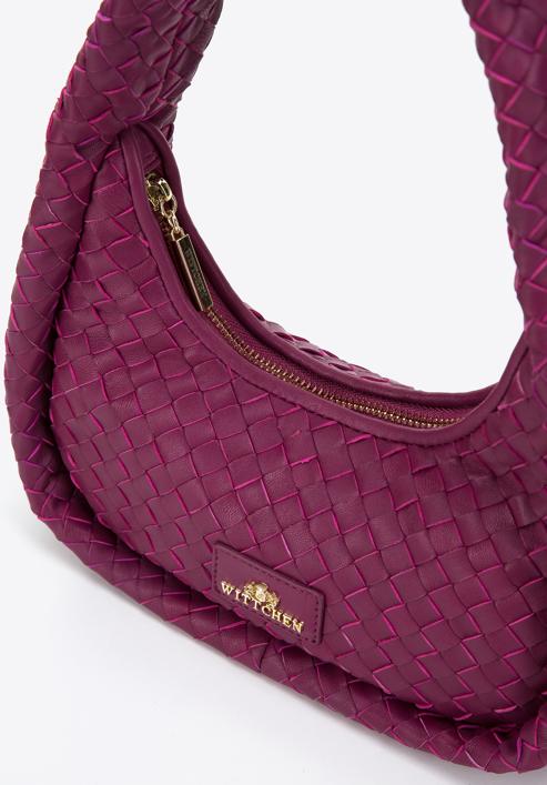 Baguette-Tasche aus gewebtem Leder, rosa, 97-4E-510-1, Bild 4