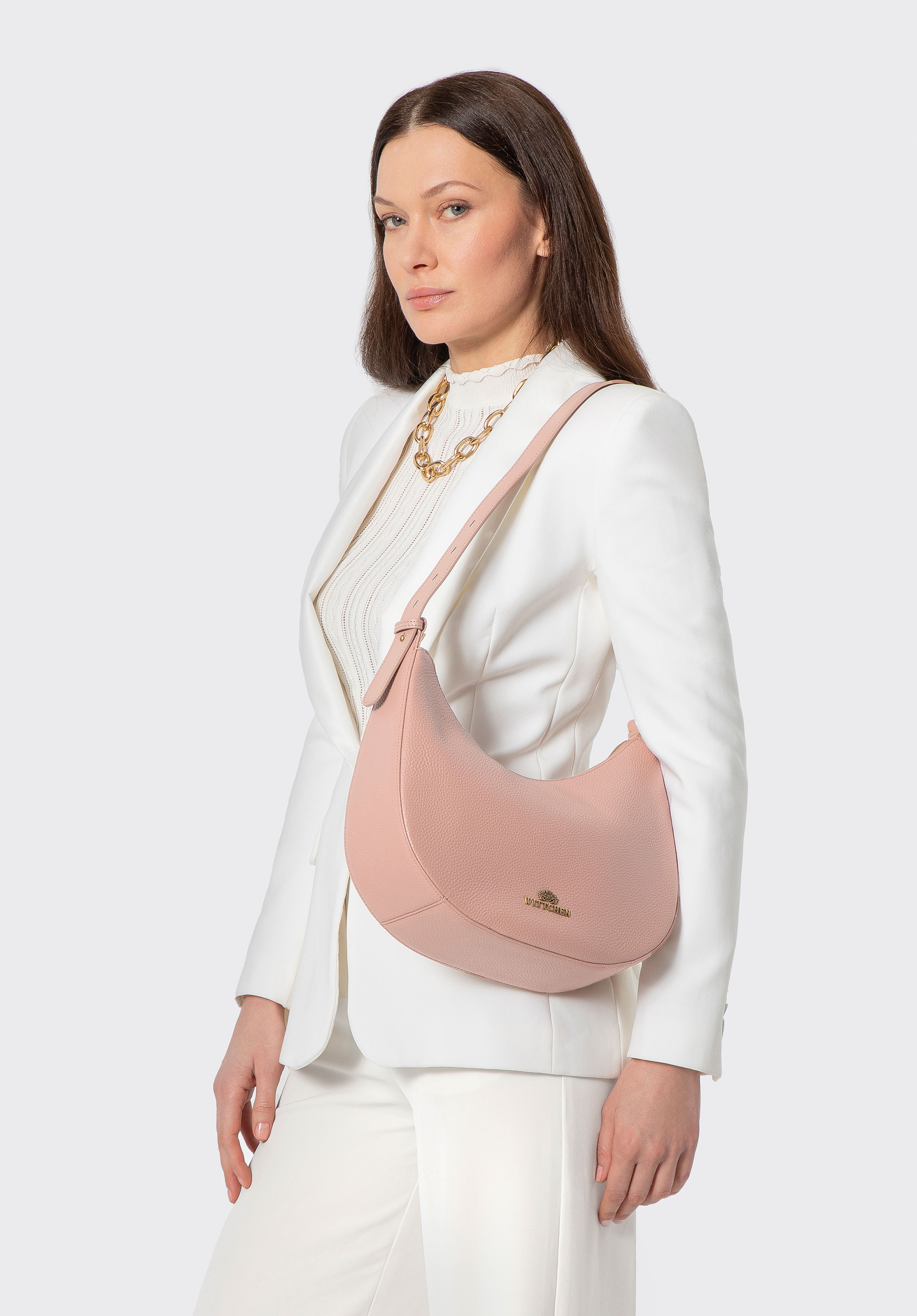 Baguette-Tasche aus Leder, rosa, 100-4E-210-P, Bild 1