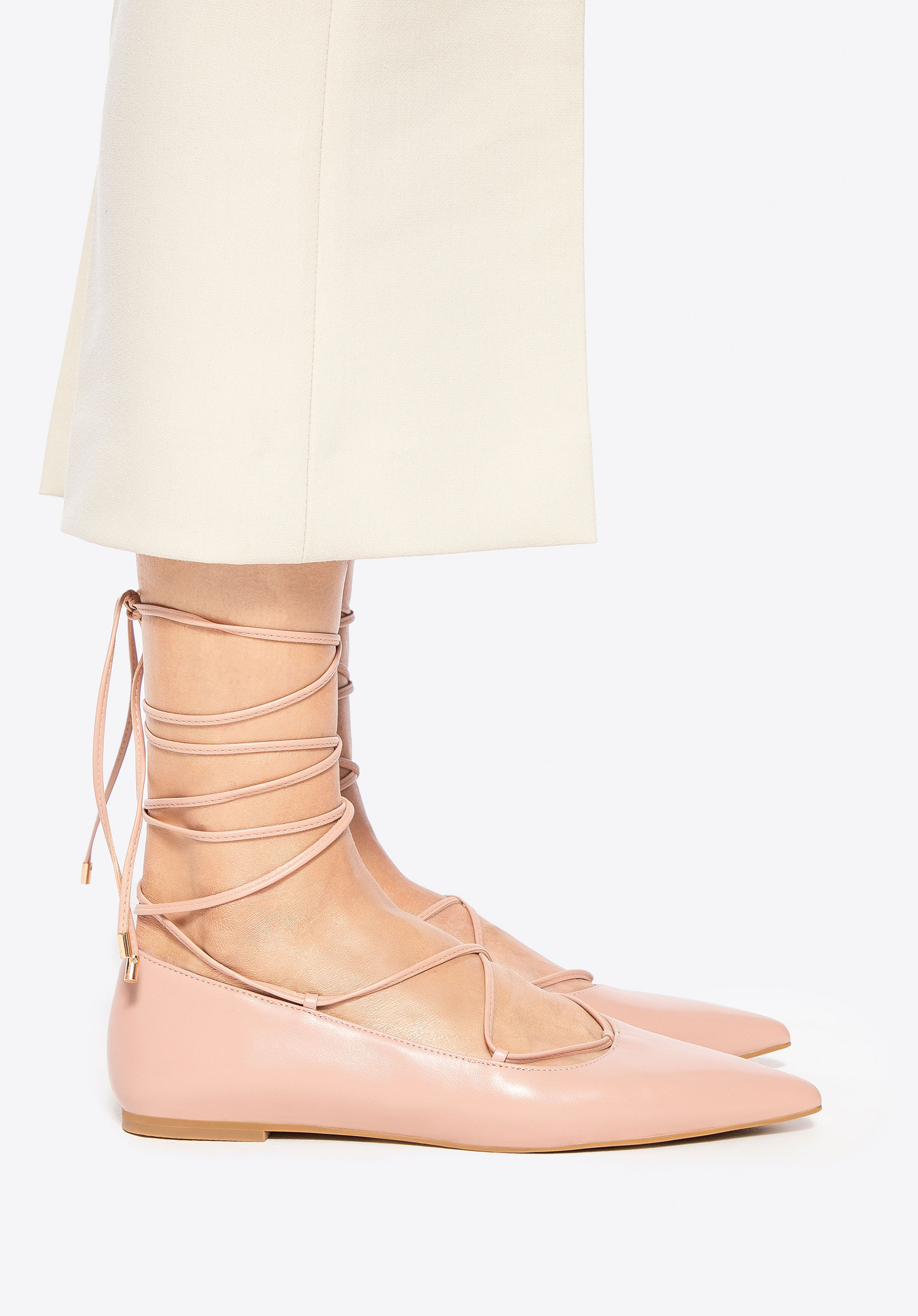 Ballerinas aus Leder mit spitzer Spitze, rosa, 100-D-501-P-41, Bild 1