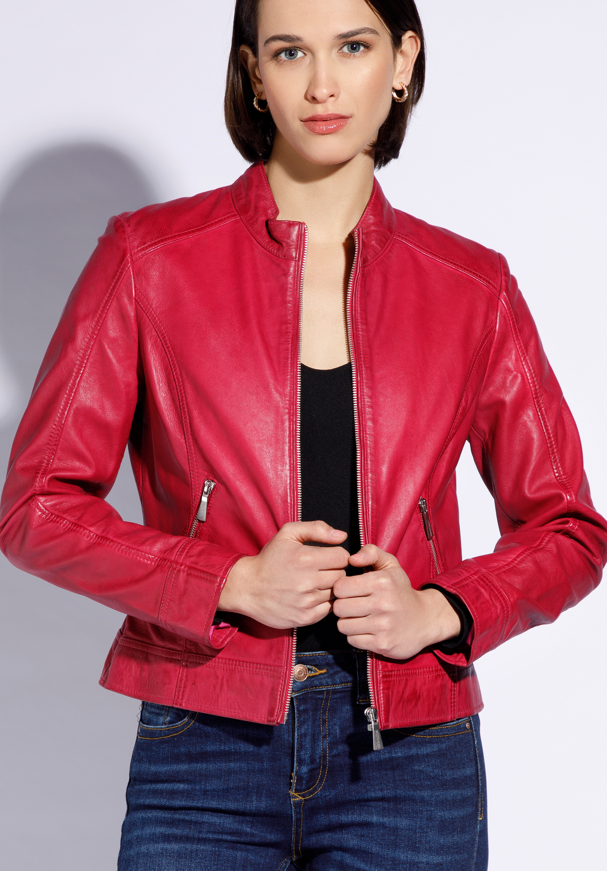 Klassische Damenjacke für Damen, rosa, 96-09-803-P-L, Bild 1