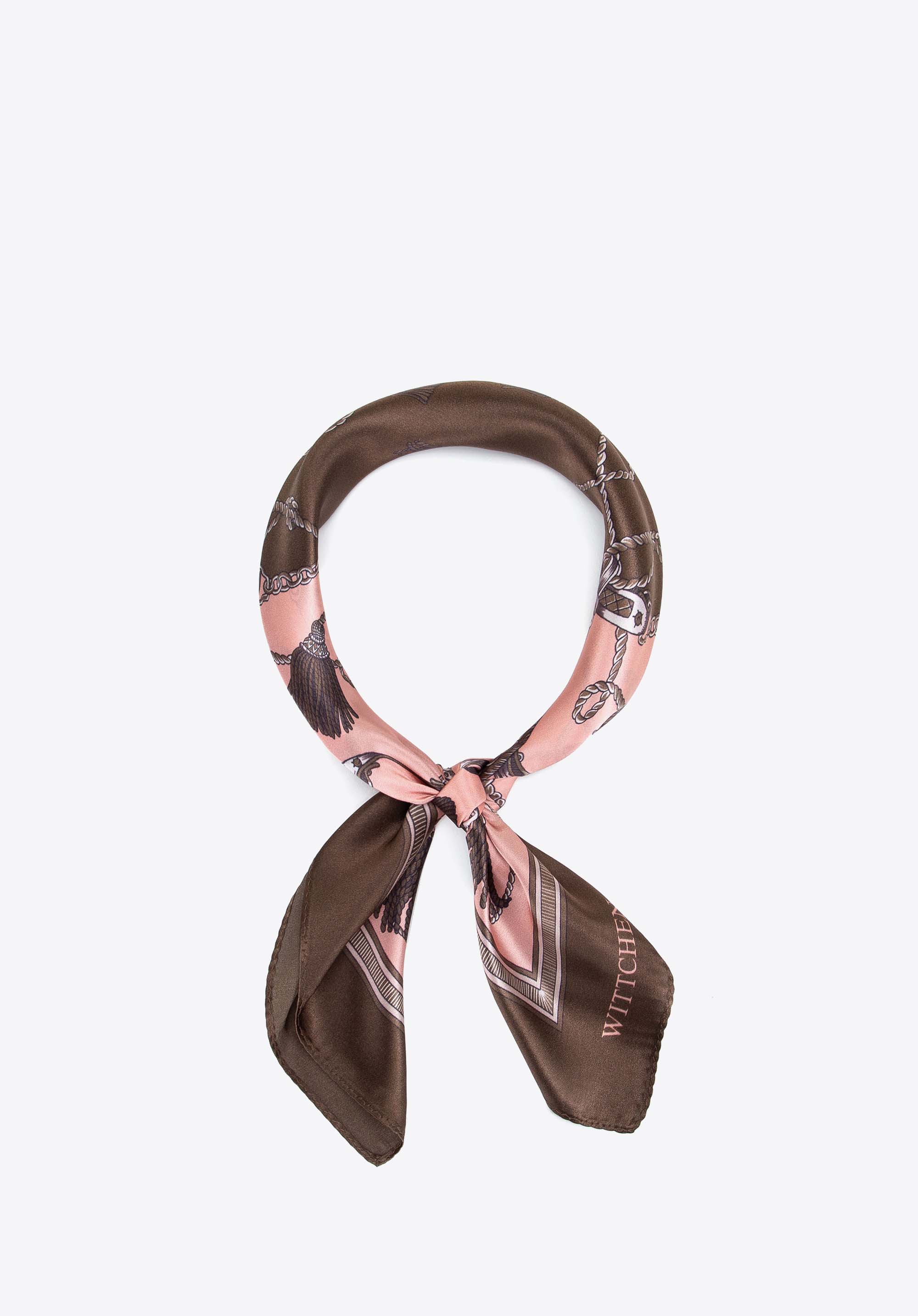 Seidenschal für Damen mit dekorativem Muster, rosa-braun, 103-7D-S05-X44, Bild 1