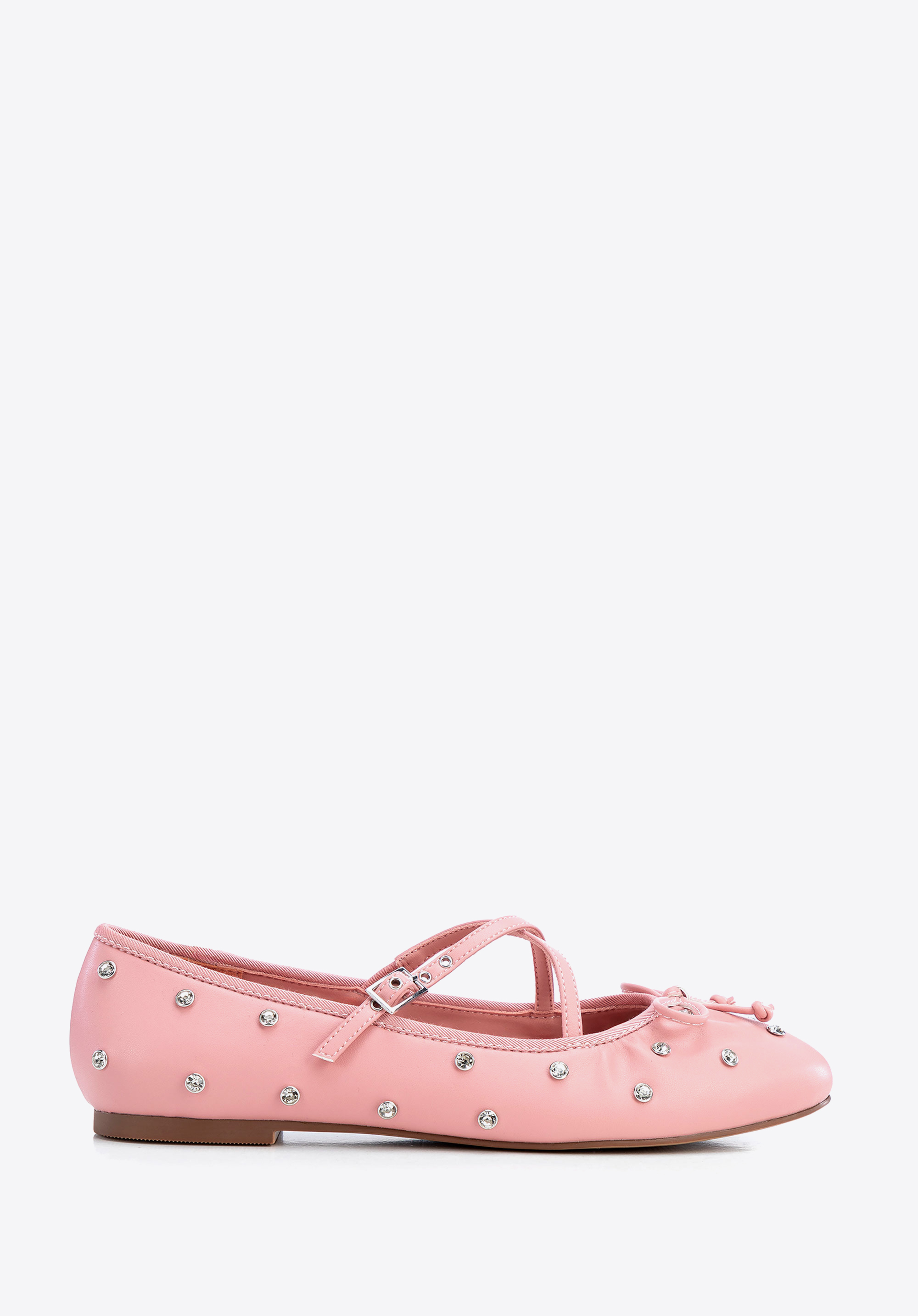 Damen-Ballerinas aus Kunstleder mit Kristallen, rosa, 100-DP-604-P-40, Bild 1