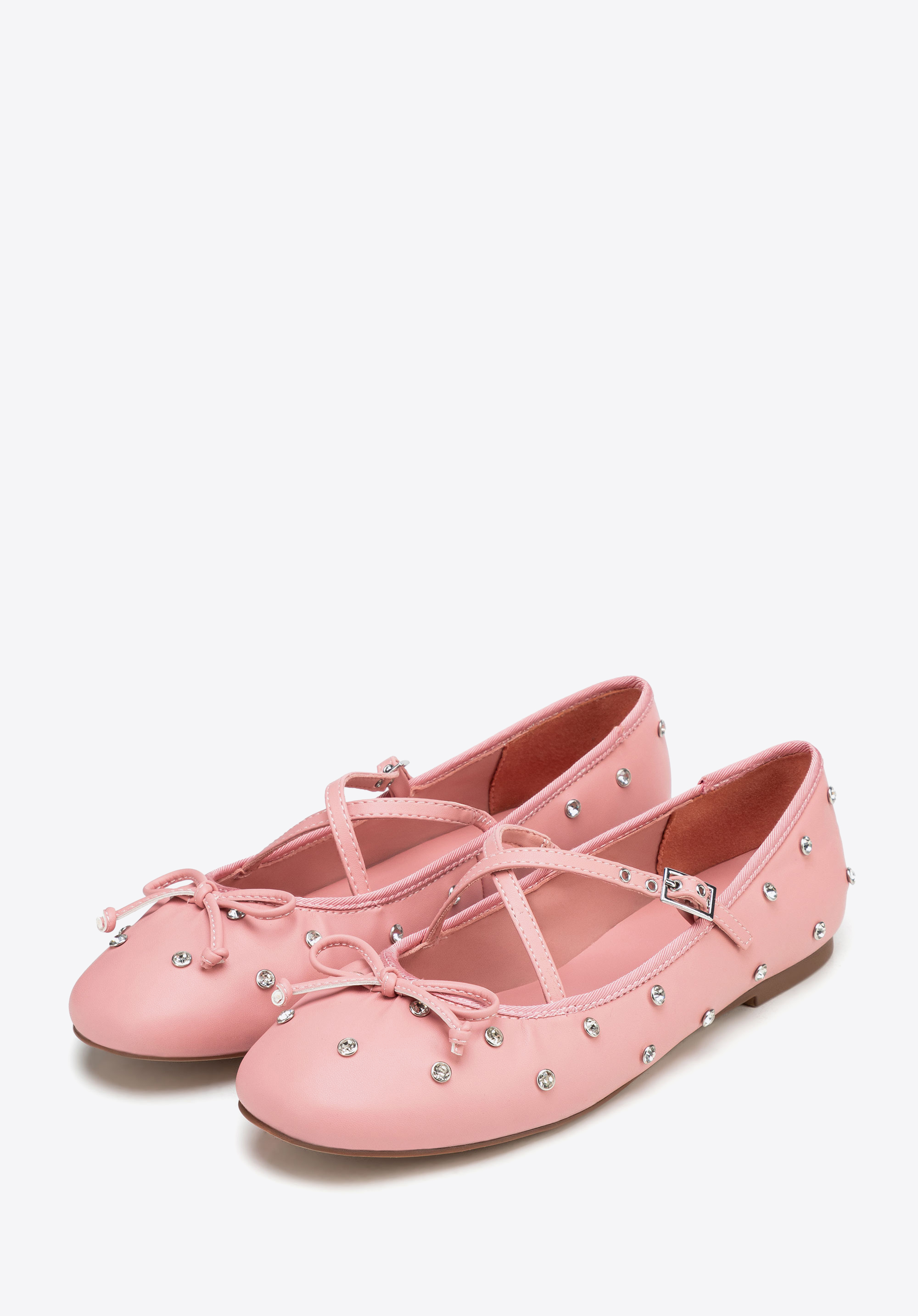 Damen Ballerinas aus Öko-Leder mit Kristallen, rosa, 100-DP-604-P-39, Bild 1