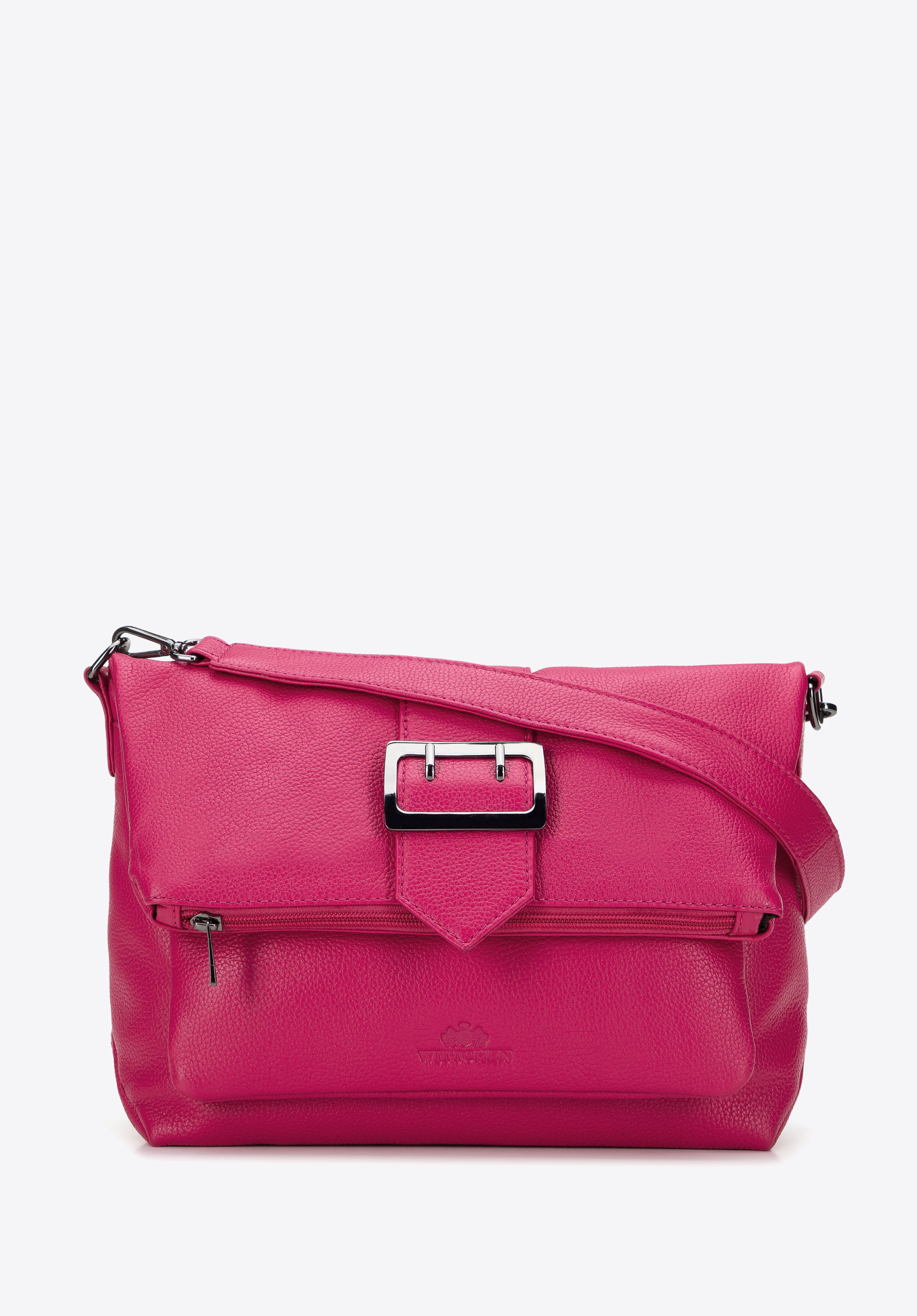 Damen-Handtasche aus Leder mit Metallschnalle, rosa, 95-4E-015-3, Bild 1