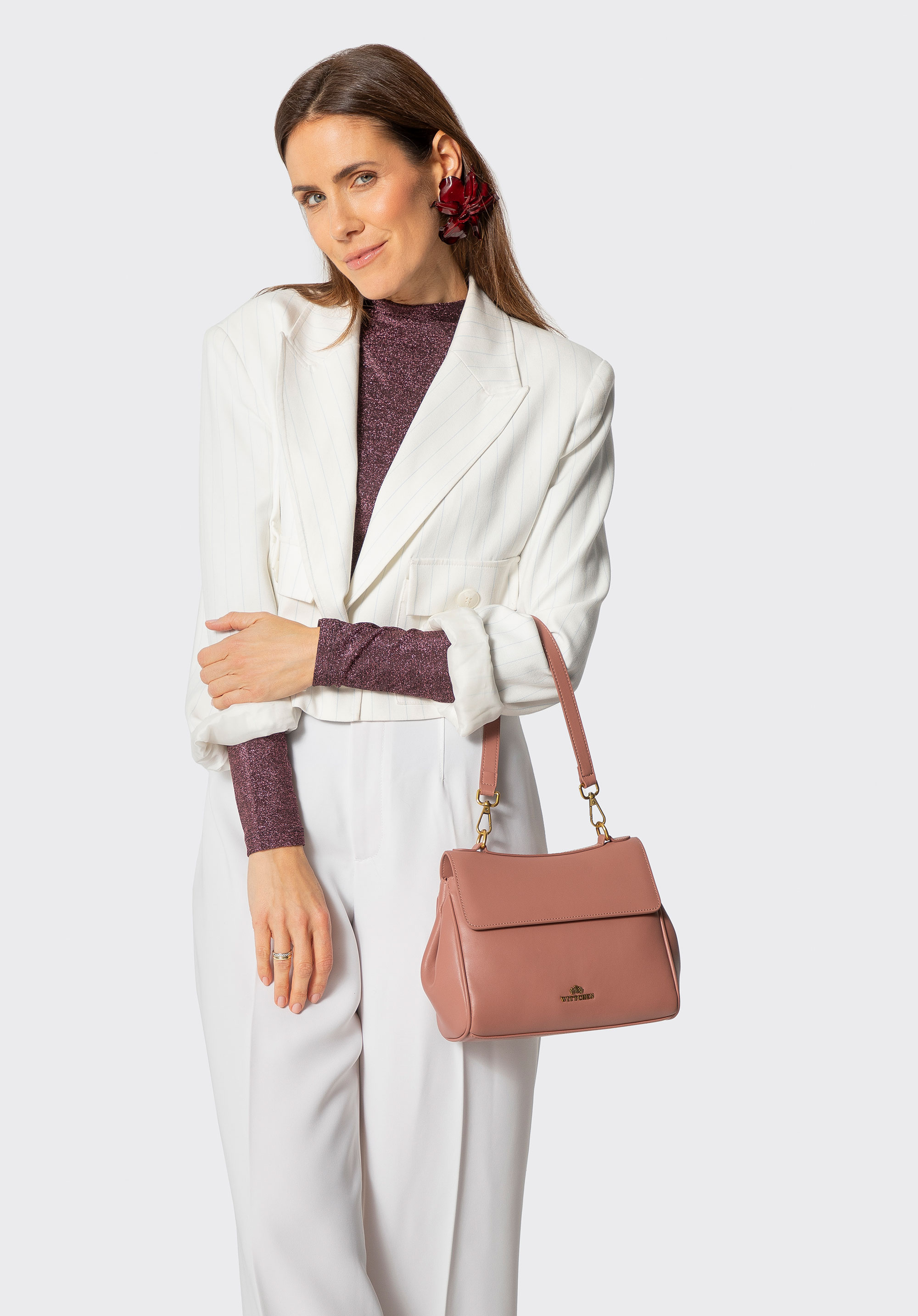 Damen-Lederhandtasche, rosa, 101-4E-202-P, Bild 1